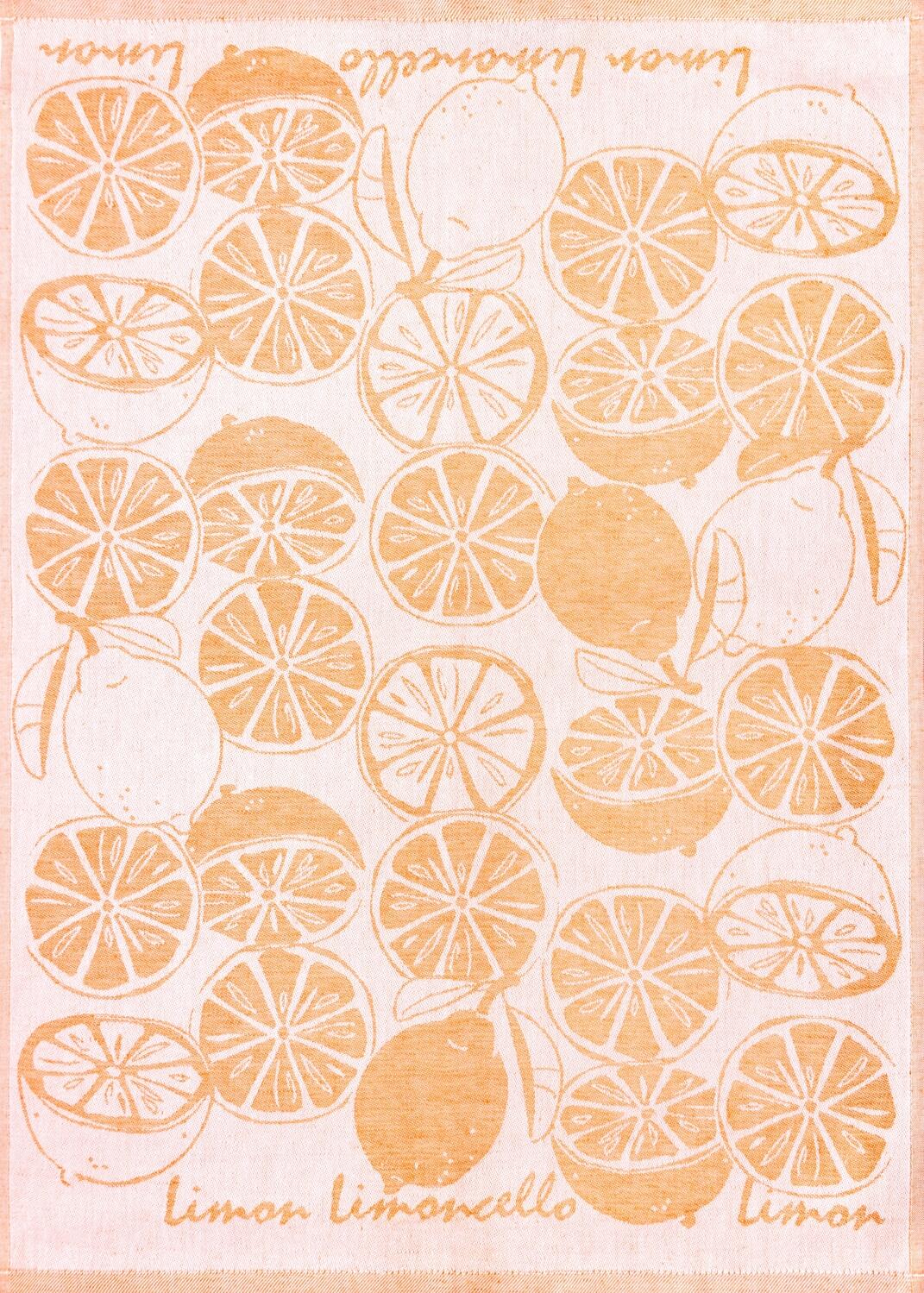 Kracht Jacquard-K&uuml;chentuch LIMONCELLO aus Halbleinen in rot