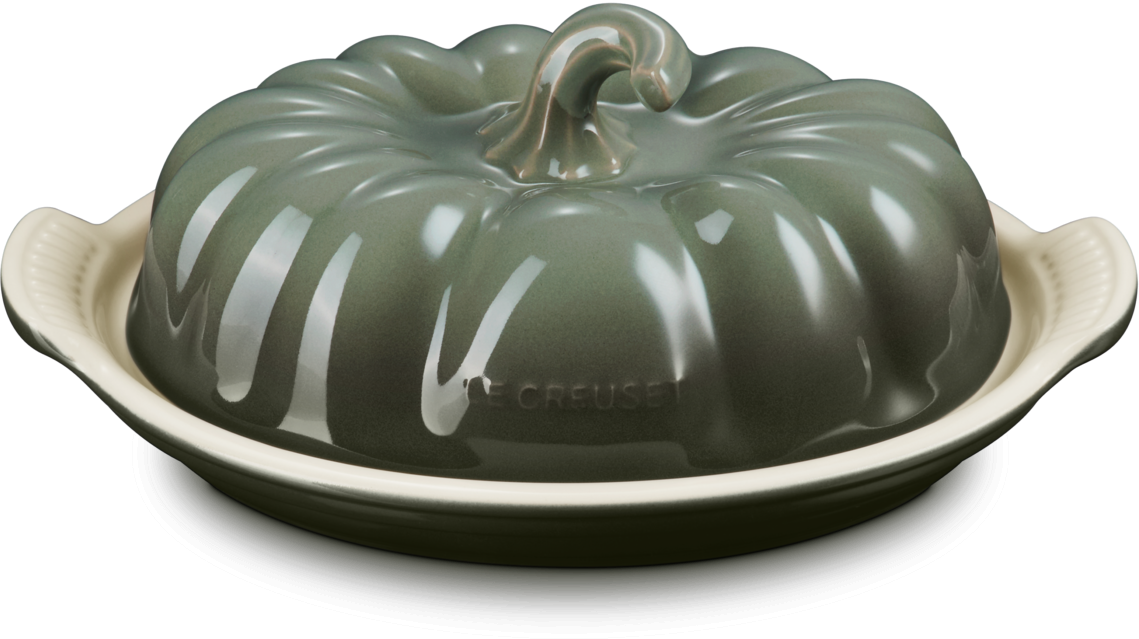 Le Creuset Kürbis-Butterdose Aus Steingut – 21,1 Cm, Olivgrün, Spülmaschinengeeignet, Für Backen & Servieren