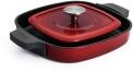 Woll Guss-Grillpfanne Iron mit Rillen und Steakpresse, Chili Red