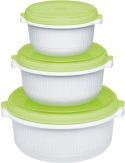 Emsa Mikrowellentopf MICRO FAMILY Starter Set, Weiß/Grün, 0,5/1,0/1,5 L