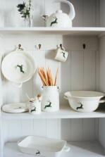 Riess Fl&ouml;tenkessel aus Emaille mit Hirsch in gr&uuml;n