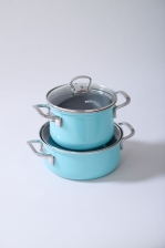 Riess Geschirr-Set aus Emaille, 5-tlg. in kristallblau