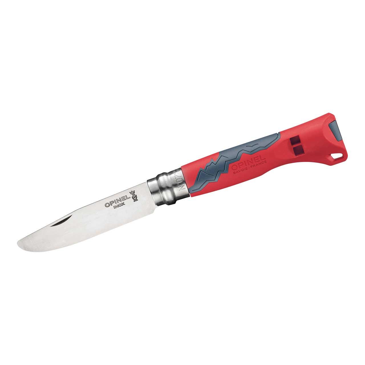 OPINEL Kindermesser OUTDOOR JUNIOR N°7 – Mit Signalpfeife, Orangefarben, Delfinmotiv, Klinge Aus Rostfreiem Stahl