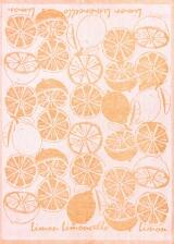 Kracht Jacquard-K&uuml;chentuch LIMONCELLO aus Halbleinen in rot