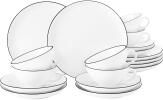 Seltmann Weiden Lido Teeservice mit Frühstückstellern 18-teilig rund, Black Line