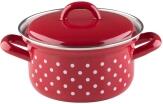 Riess Kasserolle aus Emaille mit Pünktchen in rot