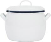 Kockums Bauchiger Topf aus Emaille, weiß / blau