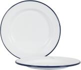 Kockums Teller aus Emaille, weiß / blau