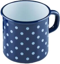 Riess Becher aus Emaille mit P&uuml;nktchen in blau