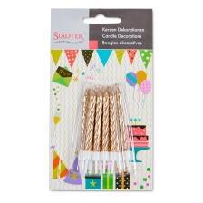 St&auml;dter Tortendeko Geburtstag 7,5 cm Gold mit Halter 10 St&uuml;ck