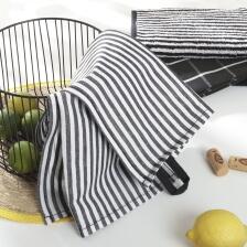 Cawö Home Geschirrtuch Cuisine Zoom gemustert schwarz Blockstreifen