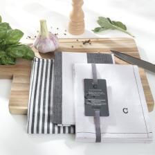 Cawö Home Geschirrtuch Cuisine Zoom gemustert schwarz Blockstreifen