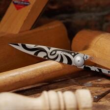 deejo Taschenmesser 37g, Wacholderholz / Tribal