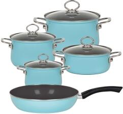 Riess Geschirr-Set aus Emaille, 5-tlg. in kristallblau
