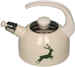 Riess Fl&ouml;tenkessel aus Emaille mit Hirsch in gr&uuml;n