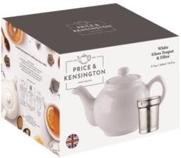 Price & Kensington Teekanne + Teesieb, f&uuml;r 6 Tassen in wei&szlig;