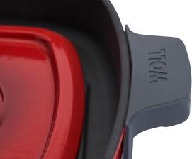 Woll Guss-Grillpfanne Iron mit Rillen und Steakpresse, Chili Red