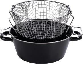 Riess Pommes Frites Pfanne aus Emaille in schwarz