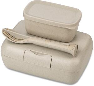 koziol Lunch Box Candy ready mit Besteck-Set in sand