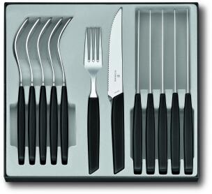 Victorinox Swiss Modern Besteck-Set mit Steakmessern, 12-teilig, schwarz