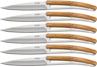 deejo Tafelmesser Serrated, Olivenholz / Hochglanz, 6 Stk.