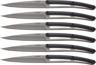 deejo Tafelmesser Serrated, Ebenholz / Titan Grau, 6 Stk.