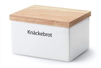 Continenta Vorratsdose rechteckig aus Keramik mit Holzdeckel