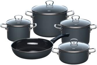 Riess Geschirr-Set aus Emaille, 5-tlg. in dark grey