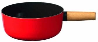Stöckli Käsefondue-Caquelon Emotion mit Holzgriff, rot-schwarz