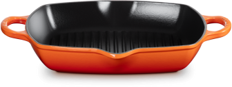 Le Creuset Grillpfanne Signature quadratisch mit 2 Griffen in ofenrot