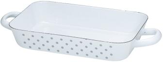 Riess Auflaufform mit Griffen aus Emaille mit P&uuml;nktchen in grau