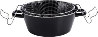 Riess Pommes Frites Pfanne aus Emaille in schwarz