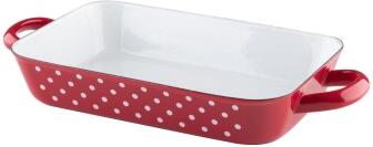 Riess Auflaufform aus Emaille mit Griffen mit P&uuml;nktchen in rot