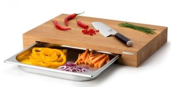 Continenta Schneidebrett aus Eiche mit Schublade 48 x 32,5 x 6 cm (B-Ware - guter Zustand)