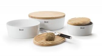 Continenta Brottopf oval aus Keramik mit Holzdeckel (B-Ware- guter Zustand)
