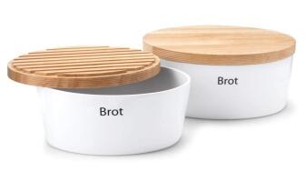 Continenta Brottopf oval aus Keramik mit Holzdeckel (B-Ware- guter Zustand)
