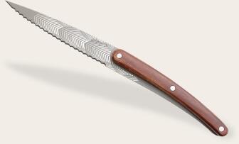 deejo Brotzeitmesser-Set, Olivenholz / Art Déco und Korallenholz / Art Déco