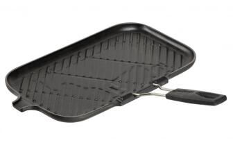 Steakgrillpfanne rechteckig aus Gusseisen von Le Creuset in kirschrot