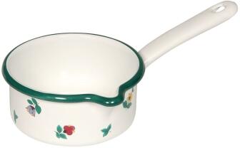 Riess Stielkasserolle aus Emaille mit Blumen
