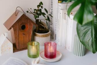 La Rochère Teelichthalter BUZZ, 2er Set in kiwi und himbeere