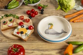 Kuhn Rikon Kinderteller Walfisch ø 18 cm blauer Rand
