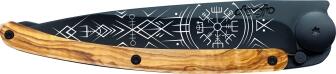 deejo Taschenmesser 37g, Olivenholz / Wikinger Vegvisir