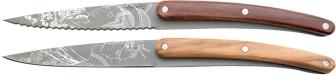 deejo Brotzeitmesser-Set, Olivenholz / Japanisch und Korallenholz / Japanisch