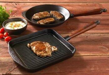 Skeppshult Grillpfannen - Ideal zum fettarmen Braten von Steaks mit den typischen Grillstreifen