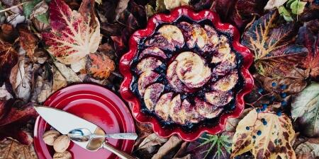 Emile_Henry_Pieform_Wellenrand_EH_6187_Amb_Corolle_Clafoutis_RuffledPie_AppleBlueBerryPie_Top_V_Kuch