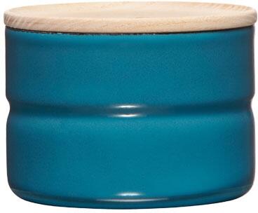 Riess Vorratsdose Mit Eschenholzdeckel – 8 Cm Durchmesser, 230 Ml, Silent Blue, Emaille Made In Austria