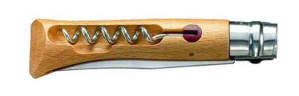 Opinel-Messer, Größe 10, Buchenholz, mit Korkenzieher