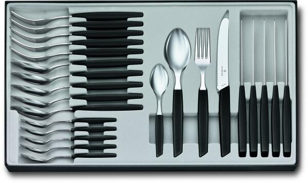 Victorinox Swiss Modern Besteck-Set mit Tomatenmessern, 24-teilig, schwarz