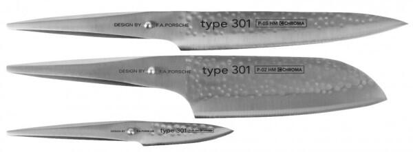 Chroma Type 301 Messerset P-529 mit Hammerschlag, 3-teilig