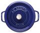 Staub Cocotte rund aus Gusseisen mit D&auml;mpfeinsatz in dunkelblau